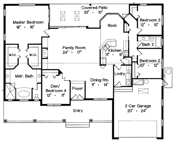 House Design - Ranch Floor Plan - Main Floor Plan #417-648