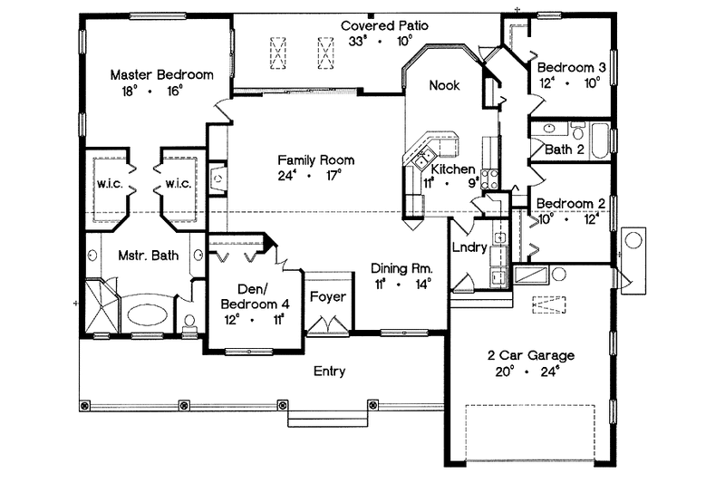 Home Plan - Floor Plan - Main Floor for Ranch House Plan #417-648 - 4 bed, 2 bath