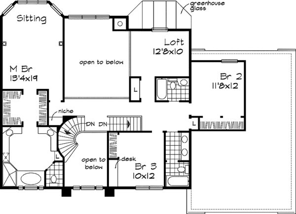 Architectural House Design - Traditional Floor Plan - Upper Floor Plan #320-504