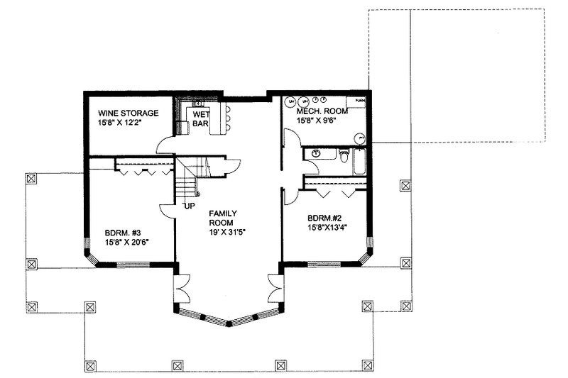 House Design - Floor Plan - Lower Floor for Bungalow House Plan #117-682 - 3 bed, 2.5 bath