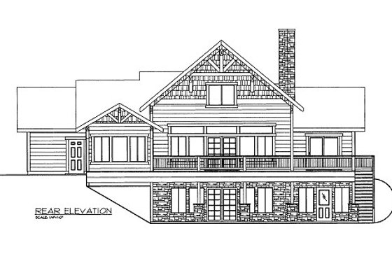 Exterior - Rear Elevation for Bungalow House Plan #117-670 - 3 bed, 3.5 bath