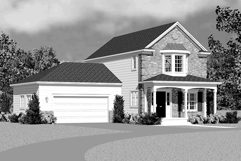 House Blueprint - Exterior - Front Elevation for Country House Plan #72-1111 - 3 bed, 2.5 bath