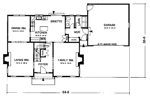 Home Plan - Colonial Floor Plan - Main Floor Plan #1001-156