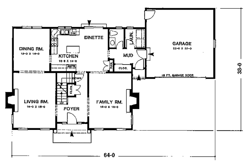 House Blueprint - Floor Plan - Main Floor for Colonial House Plan #1001-156 - 4 bed, 2.5 bath