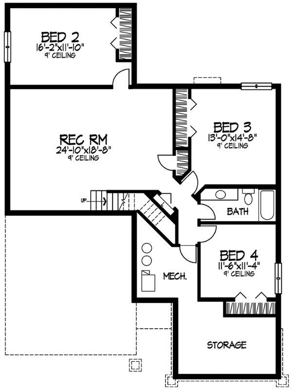 Dream House Plan - Craftsman Floor Plan - Lower Floor Plan #320-1434