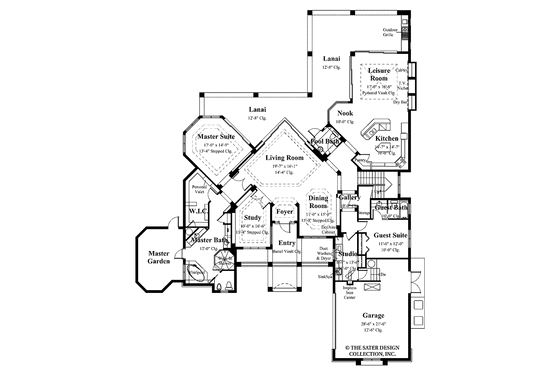 Floor Plan - Main Floor for Mediterranean House Plan #930-45 - 3 bed, 3.5 bath