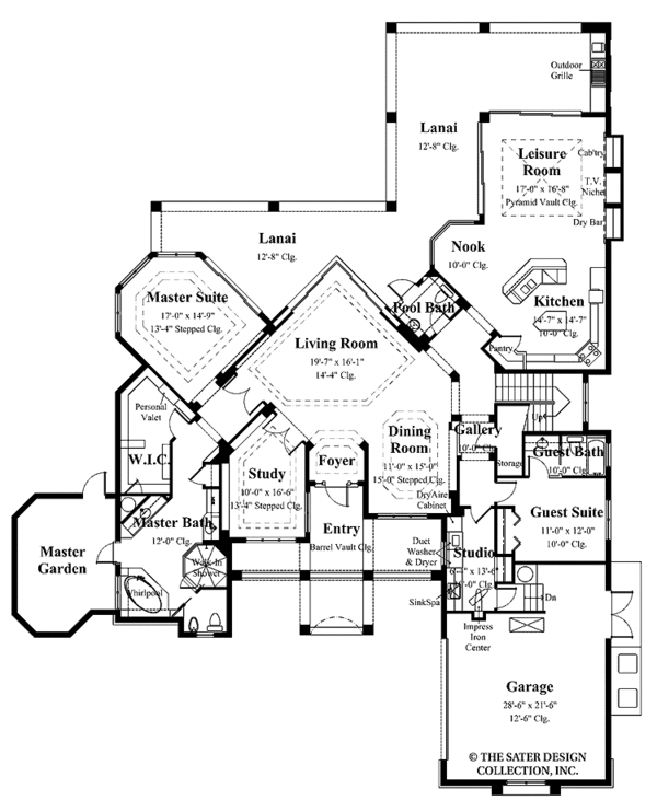 Architectural House Design - Mediterranean Floor Plan - Main Floor Plan #930-45