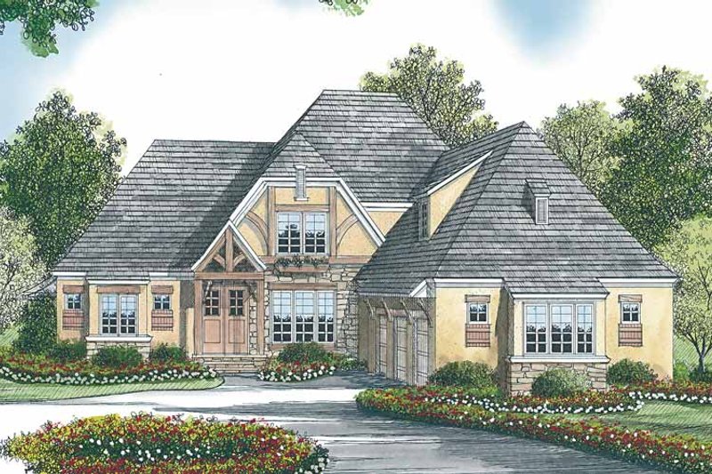Architectural House Design - Tudor Exterior - Front Elevation Plan #453-447