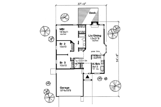 Floor Plan - Main Floor for Traditional House Plan #50-154 - 3 bed, 1 bath