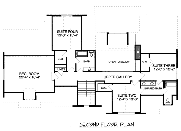 European Floor Plan - Upper Floor Plan #413-799