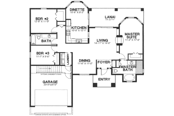 Floor Plan - Main Floor for Traditional House Plan #115-190 - 3 bed, 2 bath