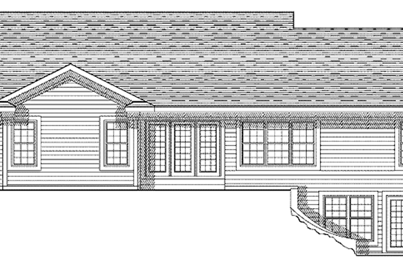 Architectural House Design - Exterior - Rear Elevation for Ranch House Plan #70-1356 - 4 bed, 2.5 bath
