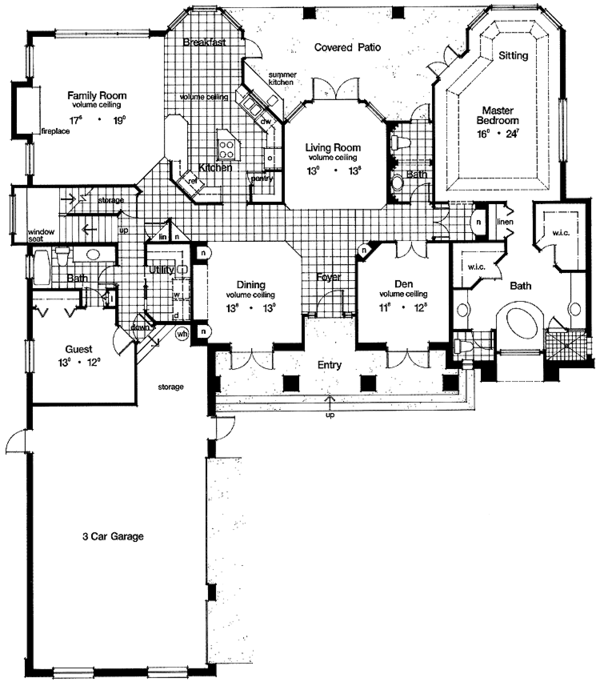 Architectural House Design - Mediterranean Floor Plan - Main Floor Plan #417-664