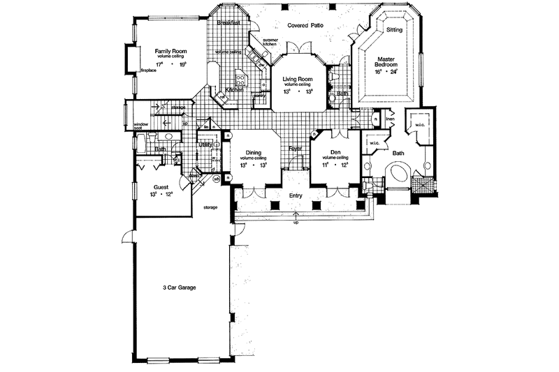 Architectural House Design - Floor Plan - Main Floor for Mediterranean House Plan #417-664 - 4 bed, 4.5 bath