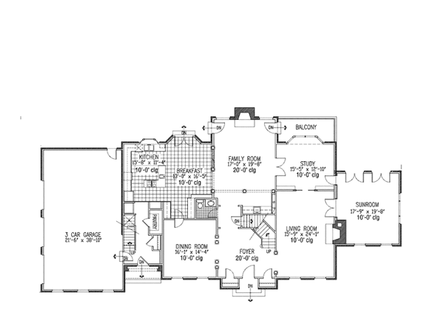 Architectural House Design - Colonial Floor Plan - Main Floor Plan #953-125