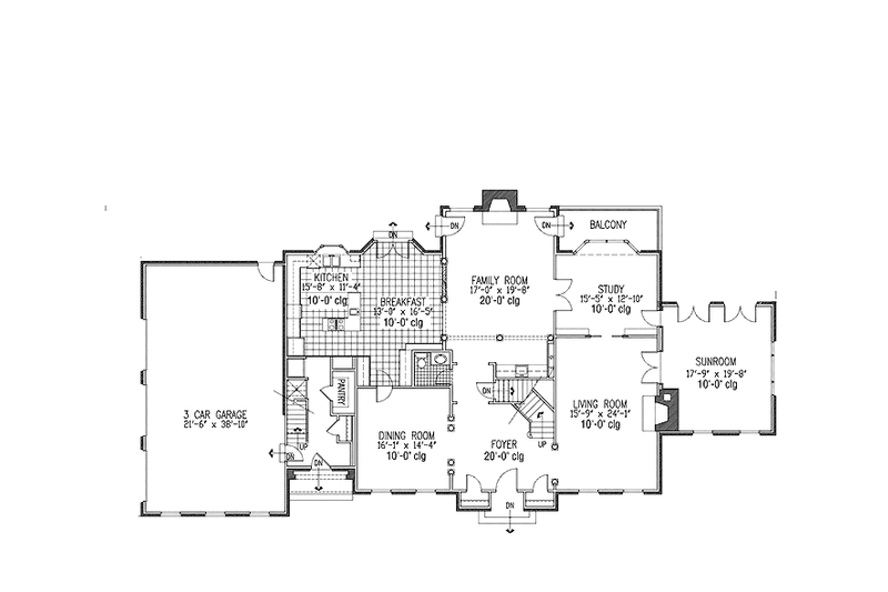 Dream House Plan - Floor Plan - Main Floor for Colonial House Plan #953-125 - 4 bed, 4.5 bath