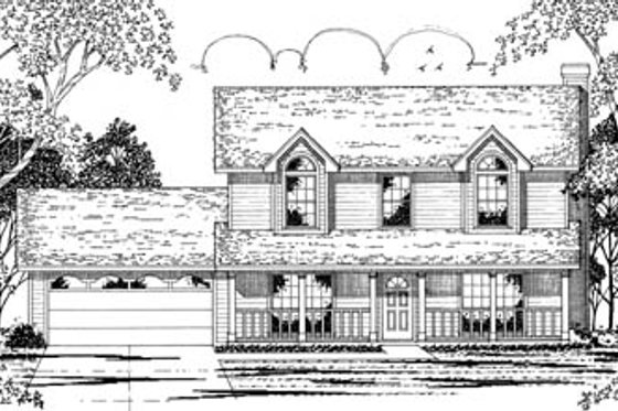 Exterior - Front Elevation for Country House Plan #42-134 - 3 bed, 2.5 bath