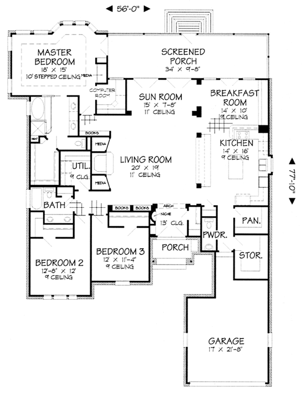 House Plan Design - Country Floor Plan - Main Floor Plan #968-14