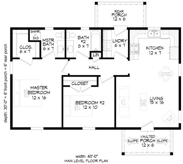 Country Floor Plan - Main Floor Plan #932-1279
