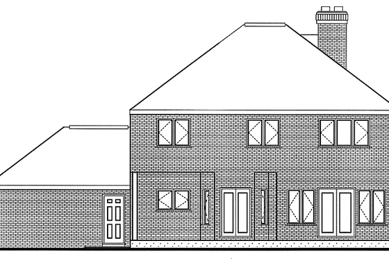 Exterior - Rear Elevation for Traditional House Plan #3-304 - 4 bed, 2.5 bath