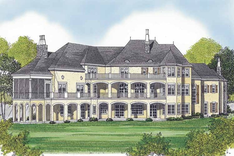 Home Plan - Exterior - Rear Elevation for European House Plan #453-595 - 5 bed, 6 bath