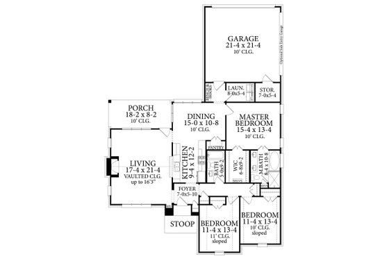 Floor Plan - Main Floor for Cottage House Plan #406-9665 - 3 bed, 2 bath