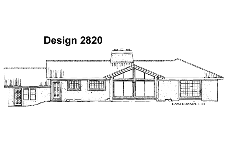 Home Plan - Exterior - Rear Elevation for Mediterranean House Plan #72-740 - 4 bed, 2.5 bath