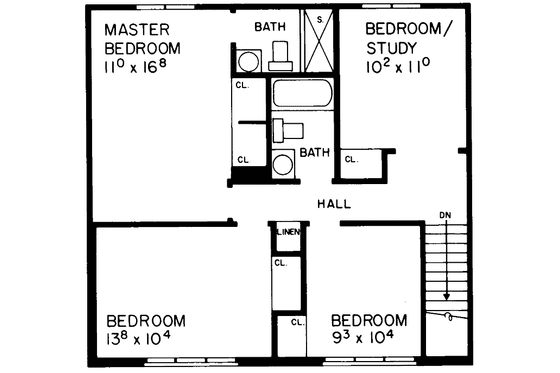 Floor Plan - Upper Floor for Country House Plan #72-729 - 4 bed, 2.5 bath