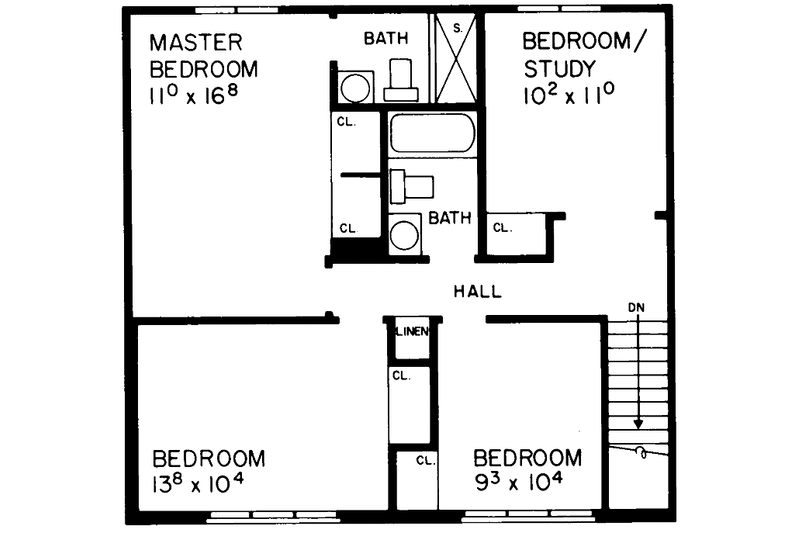 Dream House Plan - Floor Plan - Upper Floor for Country House Plan #72-729 - 4 bed, 2.5 bath