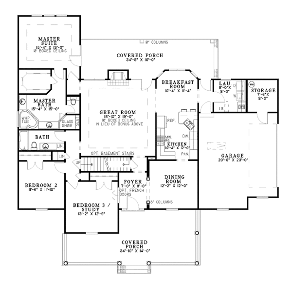 Architectural House Design - Country Floor Plan - Main Floor Plan #17-3253