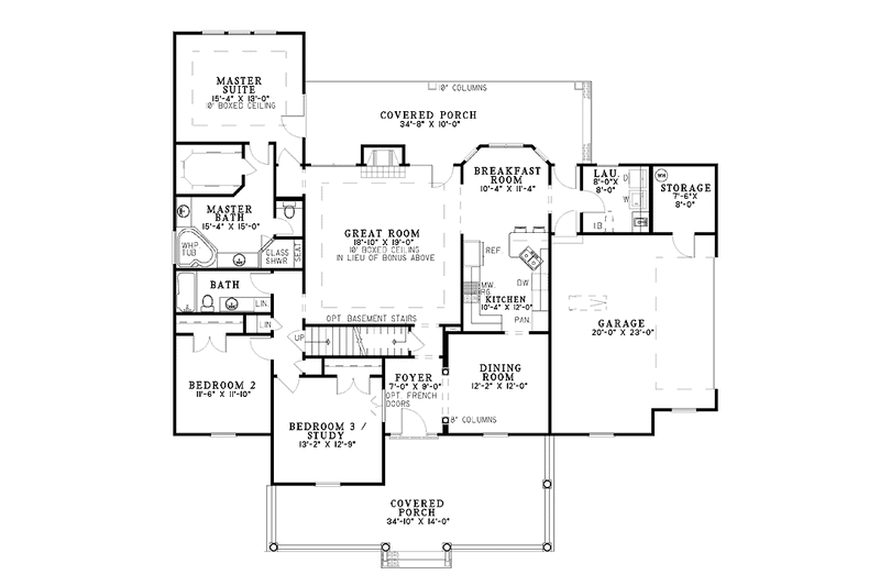 Dream House Plan - Floor Plan - Main Floor for Country House Plan #17-3253 - 3 bed, 2 bath