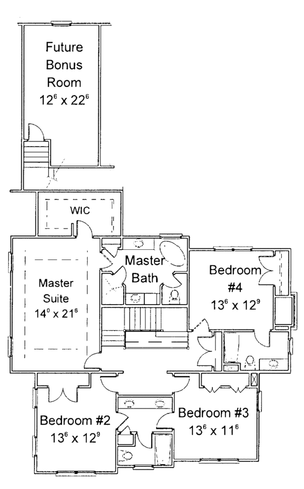 House Design - Colonial Floor Plan - Upper Floor Plan #429-257