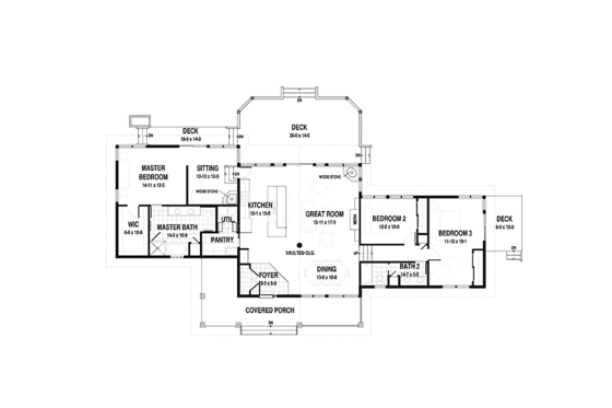 Floor Plan - Main Floor for Contemporary House Plan #1042-12 - 3 bed, 2 bath