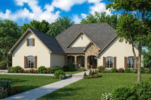 Exterior - Front Elevation 3 for European House Plan #17-2429 - 4 bed, 3.5 bath