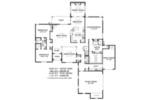 Floor Plan - Main Floor for European House Plan #424-30 - 4 bed, 3.5 bath