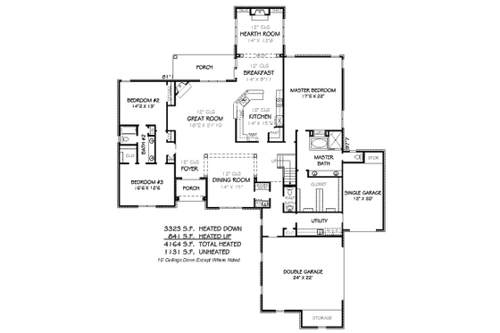 Floor Plan - Main Floor for European House Plan #424-30 - 4 bed, 3.5 bath