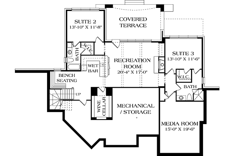 Architectural House Design - Floor Plan - Lower Floor for Craftsman House Plan #453-578 - 4 bed, 4 bath