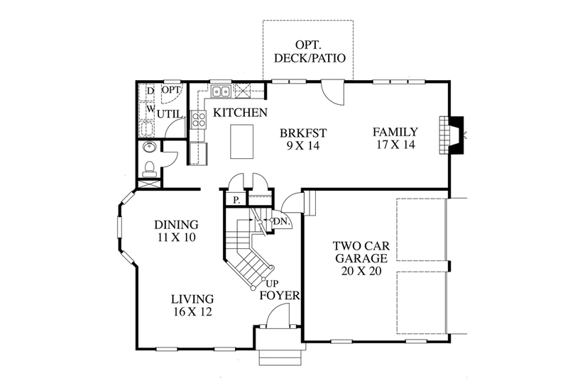 Architectural House Design - Floor Plan - Main Floor for Traditional House Plan #1053-40 - 4 bed, 2.5 bath