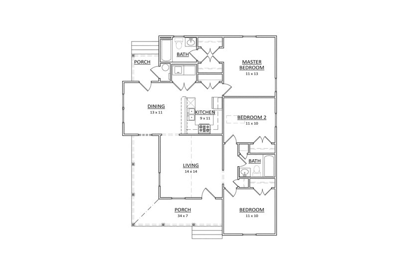 Architectural House Design - Floor Plan - Main Floor for Craftsman House Plan #936-29 - 3 bed, 2 bath