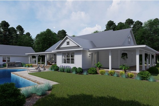 Exterior - Rear Elevation 3 for Farmhouse House Plan #120-254 - 3 bed, 2 bath