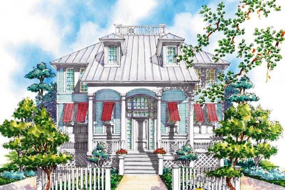Exterior - Front Elevation 3 for Classical House Plan #930-71 - 5 bed, 3.5 bath