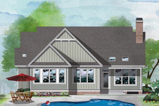 Exterior - Rear Elevation for Country House Plan #929-1076 - 3 bed, 2 bath