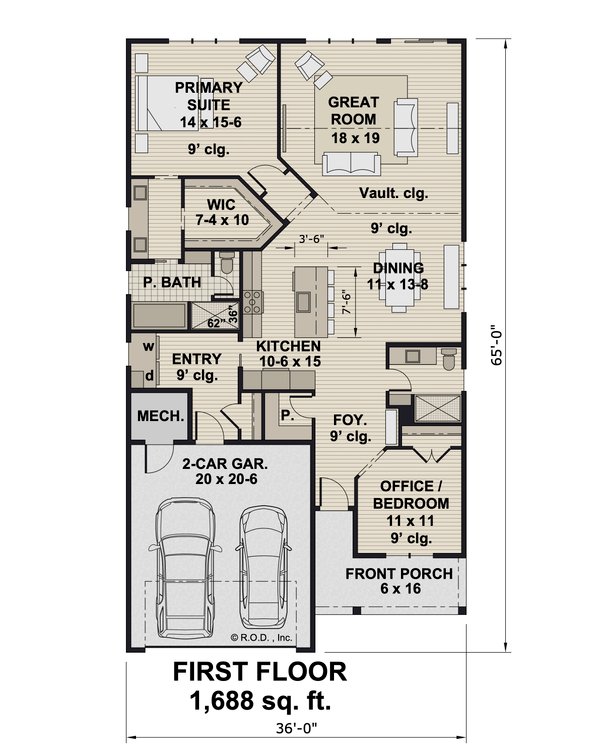 House Blueprint - Farmhouse Floor Plan - Main Floor Plan #51-1473