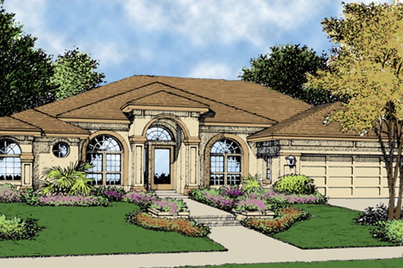 Home Plan - Exterior - Front Elevation 3 for Mediterranean House Plan #417-669 - 3 bed, 2 bath