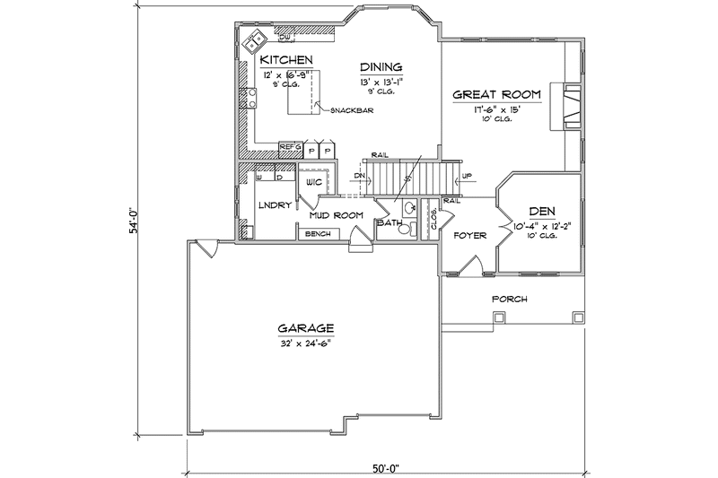 Home Plan - Floor Plan - Main Floor for Prairie House Plan #981-8 - 4 bed, 2.5 bath