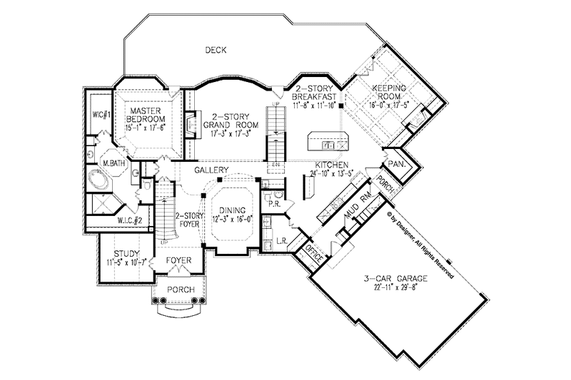 Home Plan - Floor Plan - Main Floor for European House Plan #54-282 - 3 bed, 3.5 bath