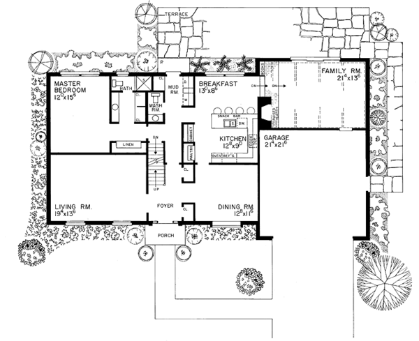Architectural House Design - Colonial Floor Plan - Main Floor Plan #72-554