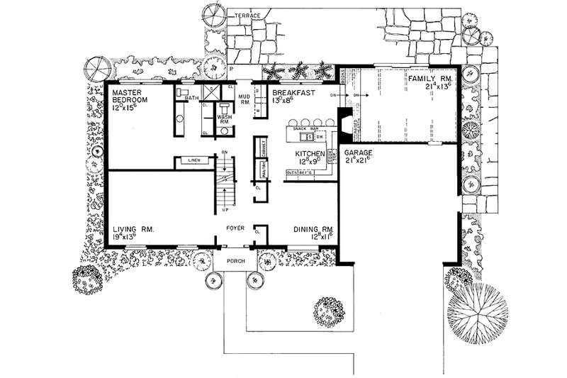 Home Plan - Floor Plan - Main Floor for Colonial House Plan #72-554 - 5 bed, 3.5 bath