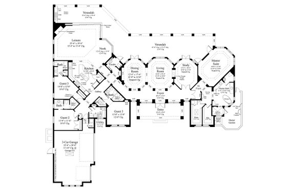 Floor Plan - Main Floor for Mediterranean House Plan #930-473 - 4 bed, 4.5 bath