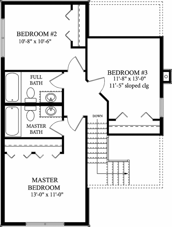 House Blueprint - Country Floor Plan - Upper Floor Plan #980-3